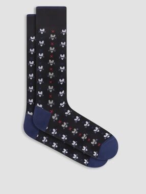 Bugatchi Navy Mid-Calf Socks with Heart & Arrow Motif